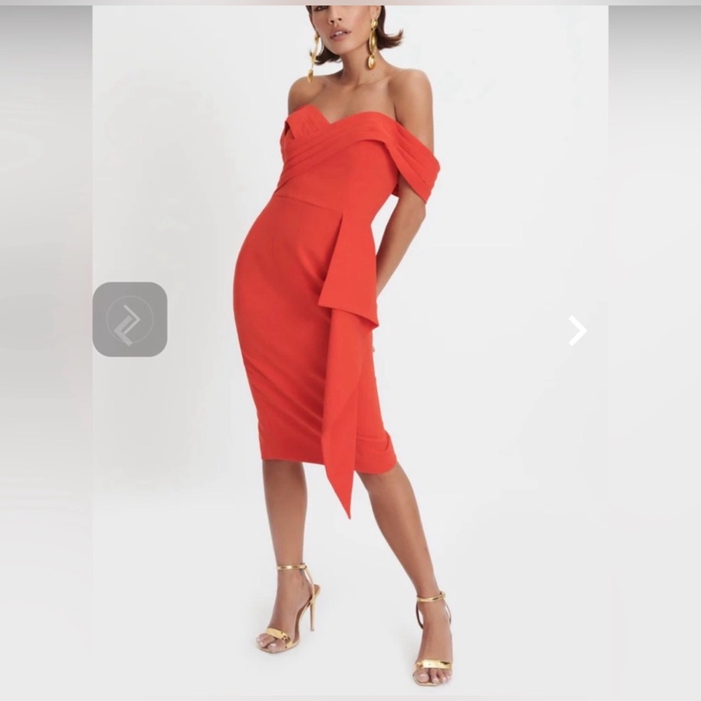 Lavish Alice One Shoulder Coral Red cocktail Dress